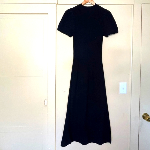 Sezane Black Ribbed long knit Dress